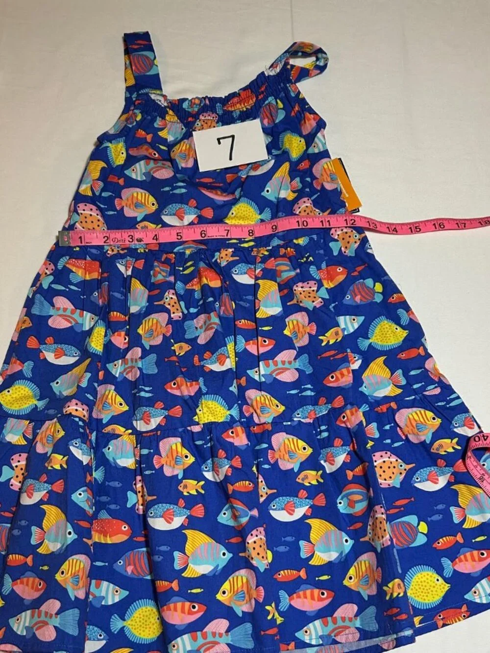 Gymboree Girls 7 Blue Fish Ruffle Sleeveless Sundress NWT Ruffle Summer Beach